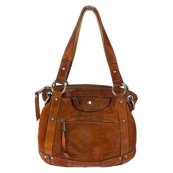Fossil Handbags - Fossil Boho “Long Live Vintage 1954” Brown Genuine Leather Shoulder Bag